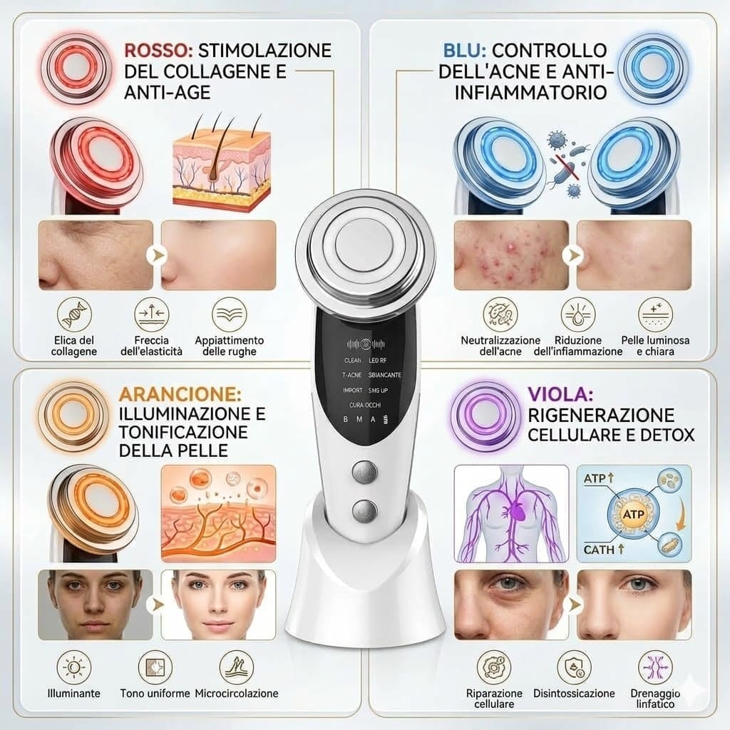 Massaggiatore viso EMS 7in1 /Funzioni Caldo & Freddo - Microcorrenti 4 LED