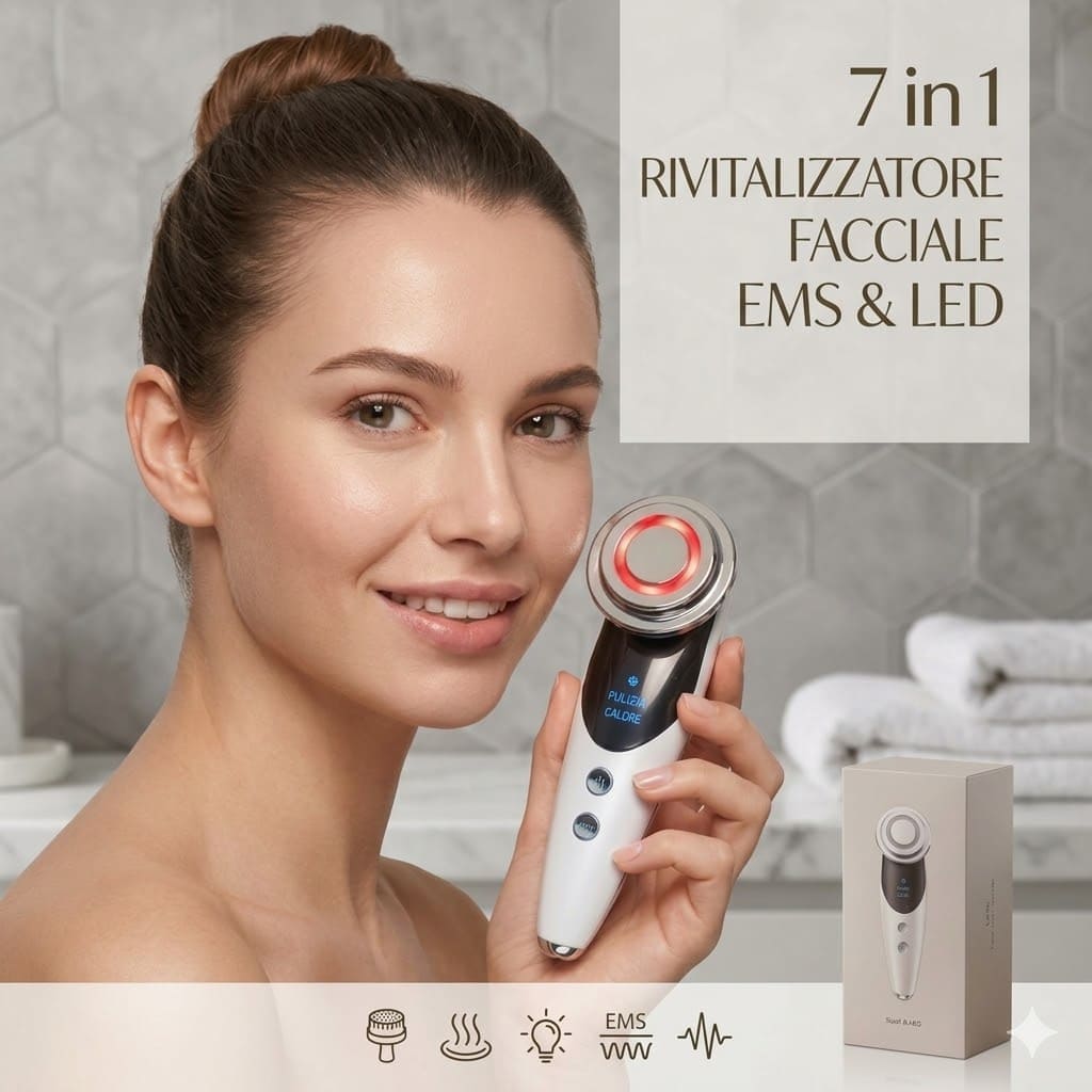 Massaggiatore viso EMS 7in1 /Funzioni Caldo & Freddo - Microcorrenti 4 LED