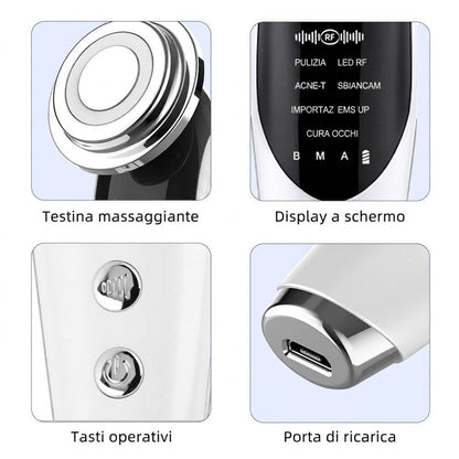 Massaggiatore viso EMS 7in1 /Funzioni Caldo & Freddo - Microcorrenti 4 LED